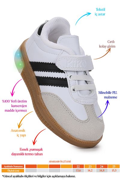 Kiko Kids Renis Daily Velcro Lighted Baby Boy Sports Shoes