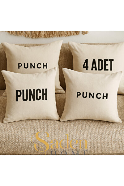 SADEN HOME 4 bucăți husă pentru pernă din țesătură americană cu fermoar natur...