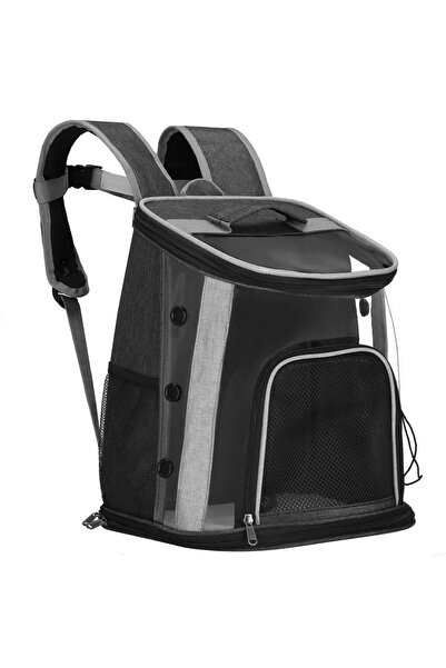 SERSIMO Rucsac transport animale mărime mică-medie, maxim 15 kg, buzunare laterale, 38x34x26 cm, negru