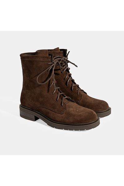 Desa Women's Brown Lace Detailed Suede Boots