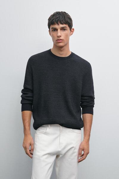 Massimo Dutti Denim görünümlü triko kazak
