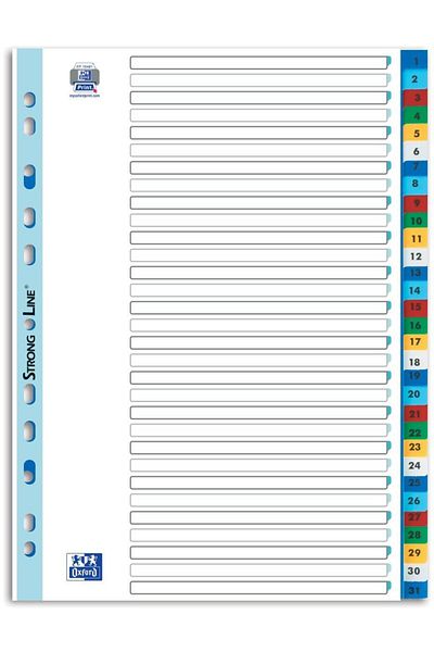Oxford Index plastic numeric A4 1-31, 31 file/set,
