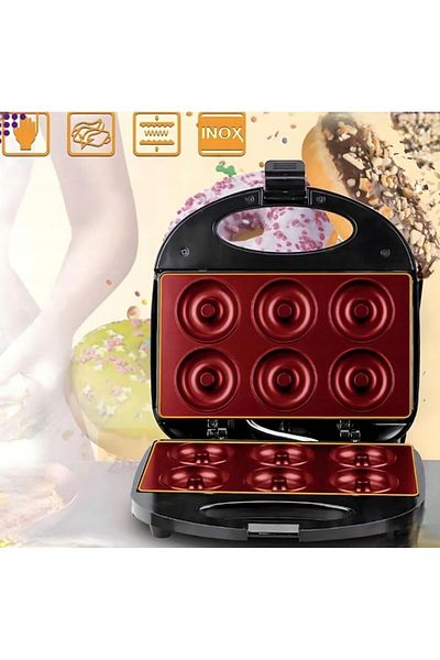 zola Donut maker, 750W, 6 molds, non-slip feet, 22 x 23 x 5 cm, black