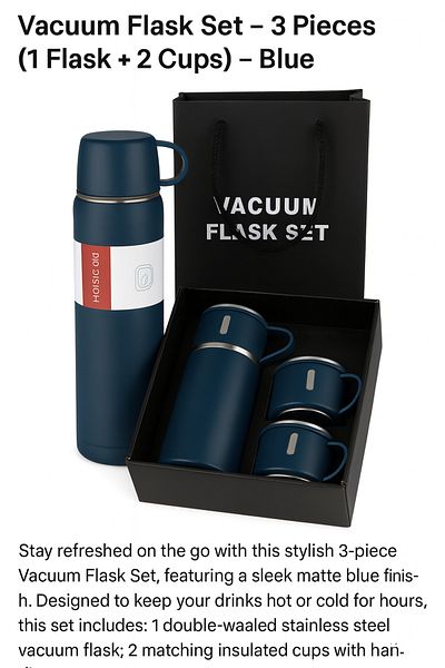 TSUMAB Vacuum Flask Set – 3 Pieces (1 Flask + 2 Cups) – Green