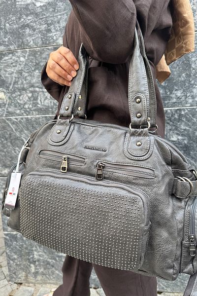 Just Polo Women's Multi-Compartment Soft Washed Leather Handle Cross Shoulder Bag