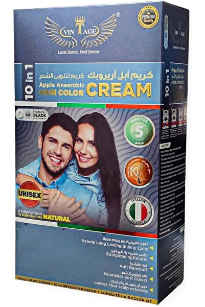 Vintage كريم صبغ الشعر من ماي كير، أسود طبيعي V45 10 للجنسين، 200 مل