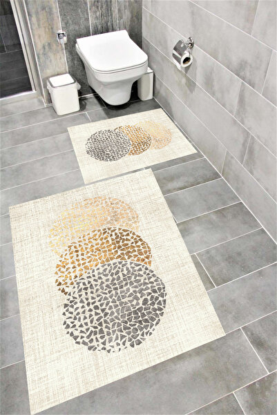 Bordo Halı Αντιολισθητική βάση Αδιάβροχη Ψηφιακή Σετ Χαλάκι Μπάνιου |   Μπορν...