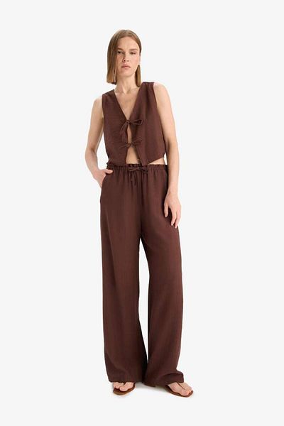 DeFacto New Season Wide Leg Fabric Trousers Double Pockets High Waist Wide Leg