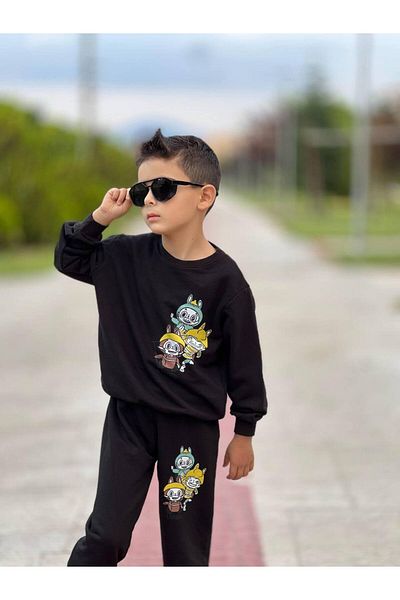KGN GİYİM Boy's 3 Threads Unsharped Bottom Top Set