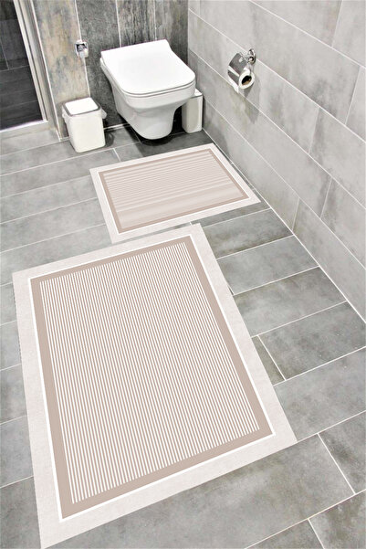 Bordo Halı Kaymaz Tabanlı Suya Dayanıklı Dijital Baskılı Banyo Paspası Takımı...