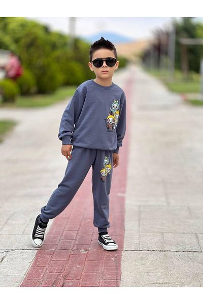 KGN GİYİM Boy's 3 Threads Unsharped Bottom Top Set