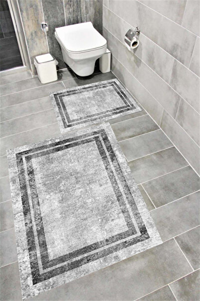 Bordo Halı Set de covoare de baie cu imprimare digitală, rezistentă la apă, c...