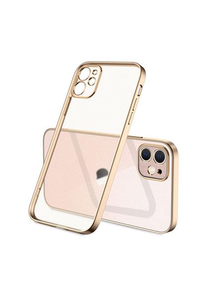 HTstore iPhone Compatible 12 Case Zore Matte Gbox Cover-Gold