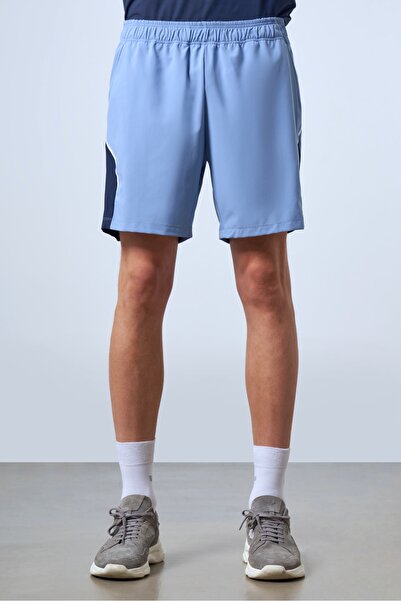 SPORTEMPT Kontrast Panelli Erkek Spor Şort - Mavi