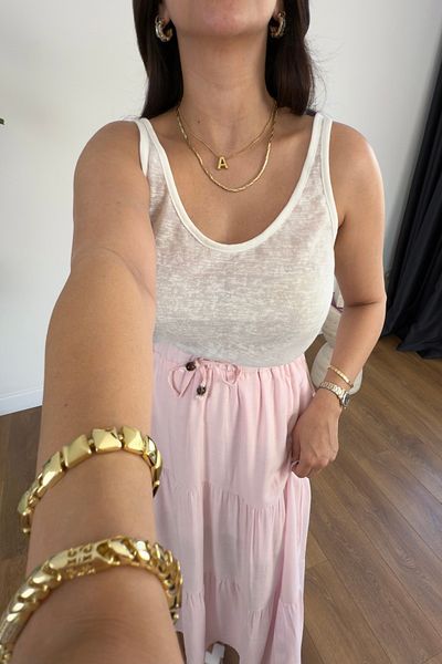 BİRCANÇİL Josla White U Neck Tank Top