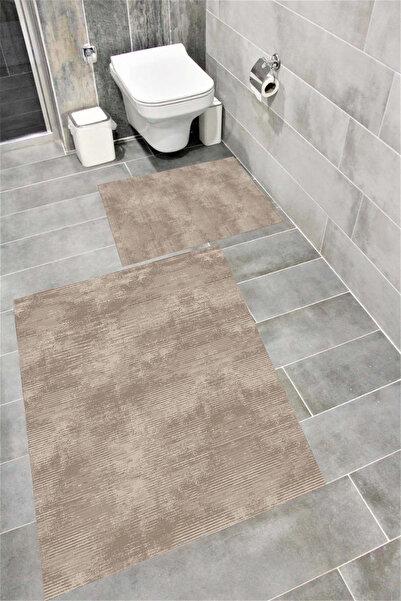 Bordo Halı Set de covoare de baie cu imprimare digitală, rezistentă la apă, c...