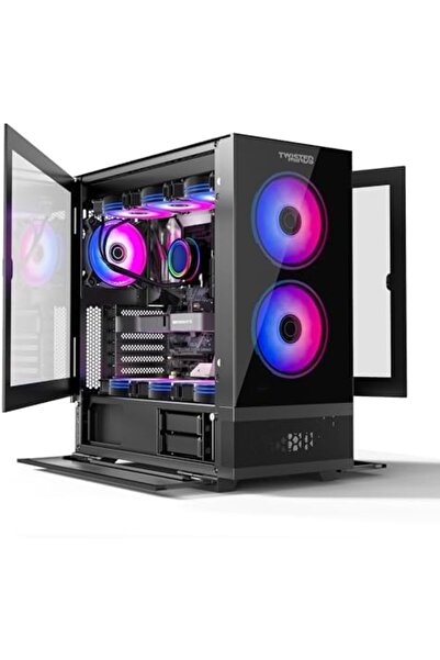 Twisted Minds Simple White Computer Case by Twisted Minds with Tempered Glass Panels, ARGB Fans, and Comprehensive