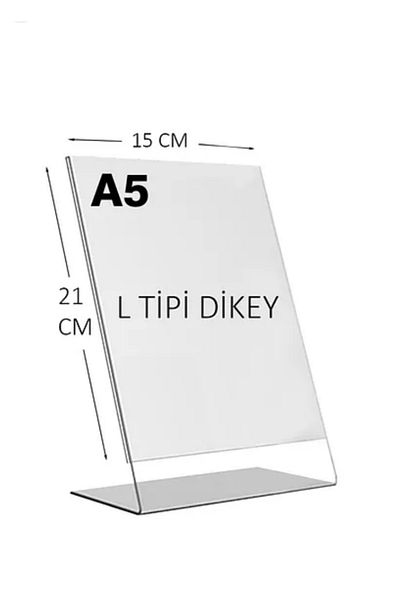 ipeksi pleksi A5 L Type Vertical 15X21 cm Transparent Plexy Display Stand Top Display with Label Price