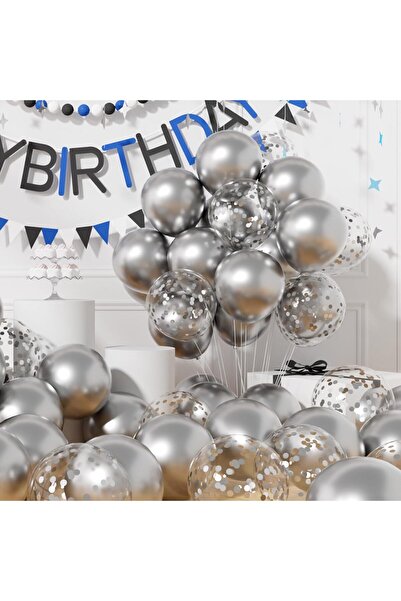 BALON DİYARI 20 قطعة من بالونات شفافة معدنية لؤلؤية فضية