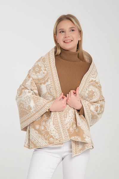 T Crazy T-Crazy Knitwear Ethnic Pattern Winter Knitwear Shawl, Double-Layer and Double-Sided Knitwear Knitted Shoulder Shawl