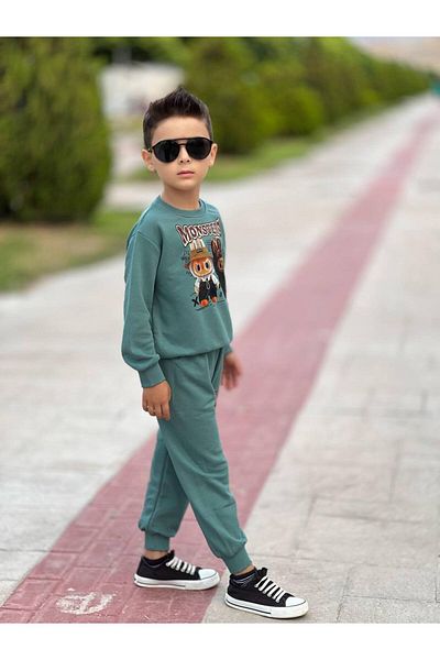 KGN GİYİM Boy's 3 Threads Unsharped Bottom Top Set