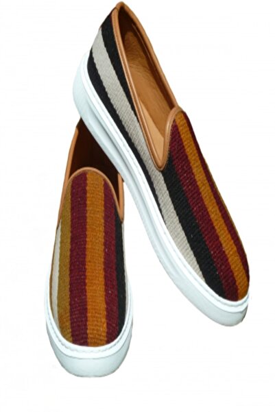 Anatolia Emir leather and textile shoes, hand-sewn and embroidered, Multicolored brown, 42