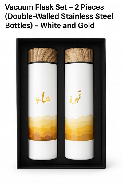 TSUMAB Vacuum Flask Set – 2 Pieces (Double-Walled Stainless Steel Bottles) – Artistic Design