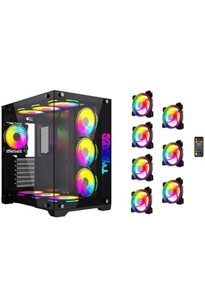 Twisted Minds Gaming Computer Case Bullet-07 ATX Mid Tower by Twisted Minds with 6 ARGB LED Fans, 4 Included, Sync
