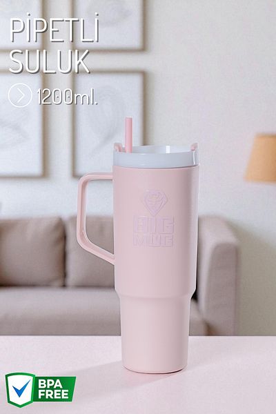 Nandy Home Large Size Water Bottle with Handle and Straw 1200ml.