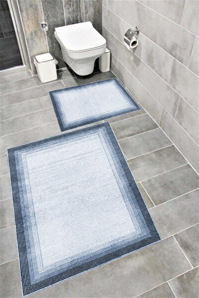 Bordo Halı Set de covoare de baie cu imprimare digitală, rezistentă la apă, c...