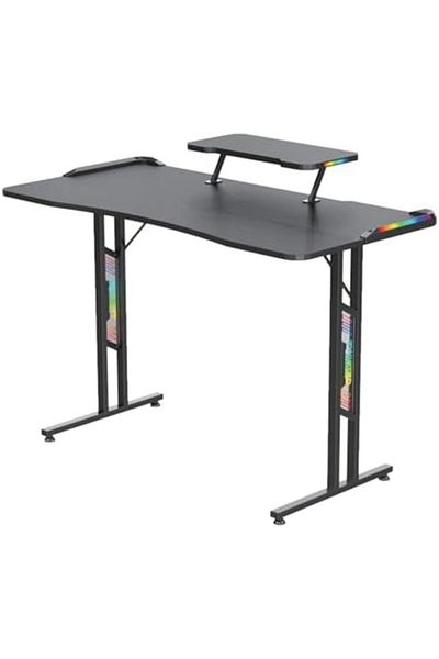 Twisted Minds RGB Gaming Desk - X-Shaped Design with Strong Frame, LED Lights, Cable Management, Com