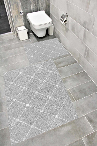 Bordo Halı Set de covoare de baie cu imprimare digitală, rezistentă la apă, c...