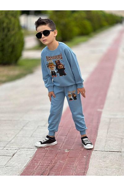 KGN GİYİM Boy's 3 Threads Unsharped Bottom Top Set