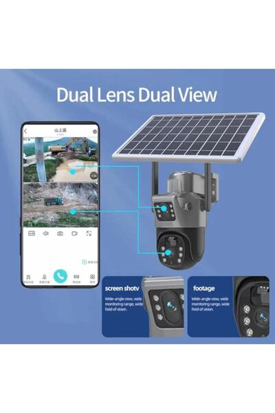 Prime Heim Camera De Supraveghere Cu Panou Solar, 4G, Senzor De Miscare, Lentile Duble, 4G HD 8MP