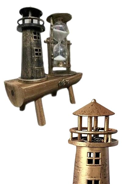 Kanonik Education Souvenir Retro Lighthouse Hourglass Wooden Look Decorative Item