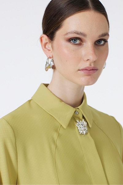 Zühre Brooch Detailed Acid Blouse B-0095