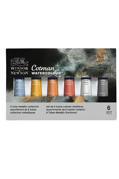 Winsor Newton Cotman Metallic Watercolour Paint Set – 6 x 8ml Tubes