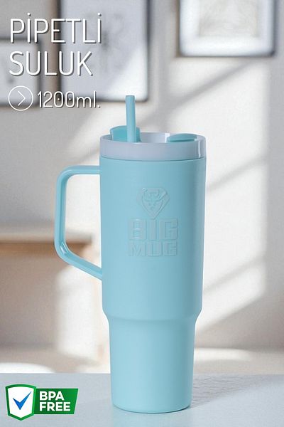 Nandy Home Large Size Water Bottle with Handle and Straw 1200ml.