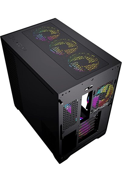 Twisted Minds صندوق كمبيوتر للألعاب Bullet-07 ATX Mid Tower من Twisted Minds مع 6 مراوح ARGB LED، 4 منها متضمنة، مزامنة