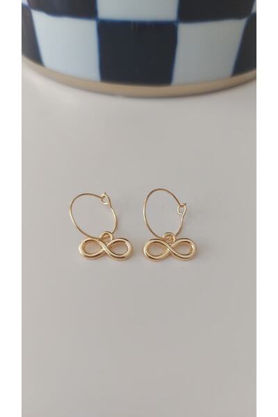TURBİJ أقراط إنفينيتي ذهبية اللون - رمز اللانهاية، حلقة بسيطة، إكسسوار رومانسي