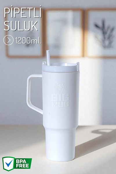 Nandy Home Large Size Water Bottle with Handle and Straw 1200ml.