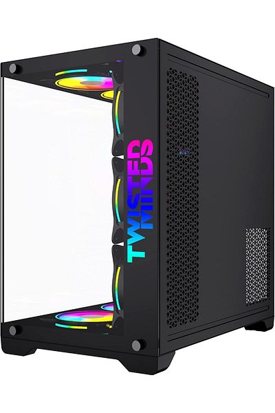 Twisted Minds Gaming Computer Case Bullet-07 ATX Mid Tower by Twisted Minds with 6 ARGB LED Fans, 4 Included, Sync