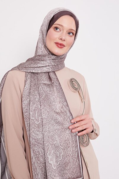 Levidor Καφέ με τύπωμα ινδικό μεταξωτό σάλι