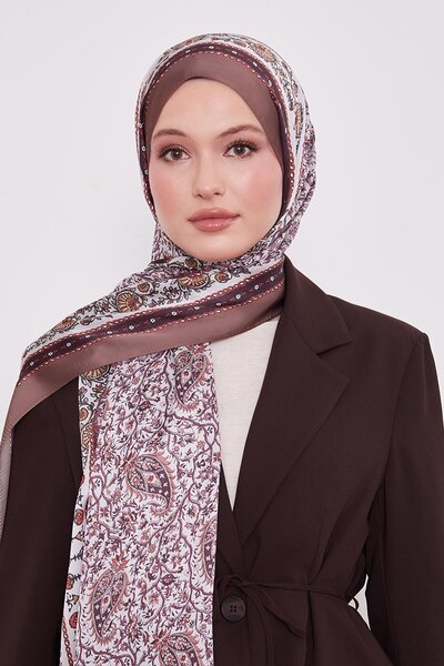 Levidor Acı Kahve Mini Çiçek Hint İpeği Şal