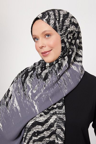 Levidor Dark Gray Zebra Patterned Medina Silk Shawl