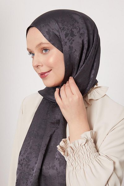 Levidor Anthracite Flower Pattern Italian Jacquard Shawl