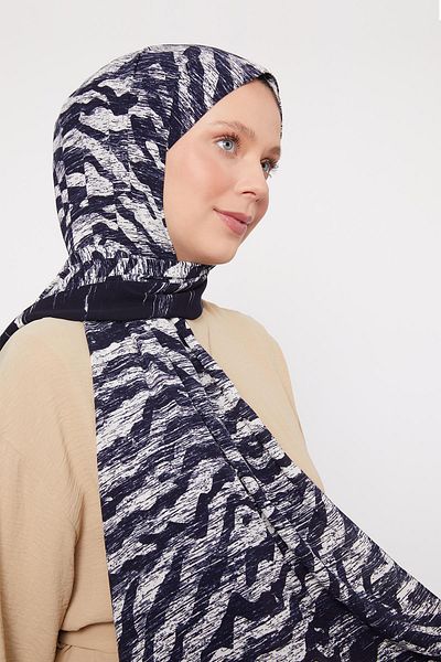 Levidor Parliament Blue Zebra Patterned Medina Silk Shawl