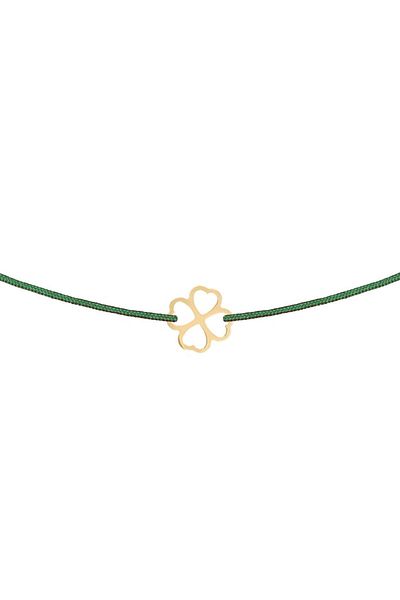 OEM Adjustable String Bracelet with Clover Pendant in 14k Gold