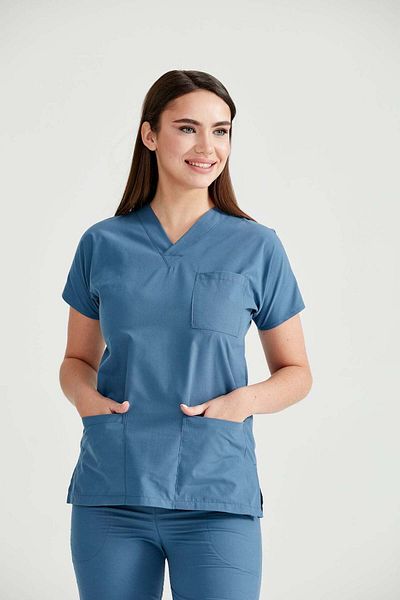 DEMOTEKS Scrub Set Costum Medical Classic Albastru Petrol Unisex - Petrol Grey