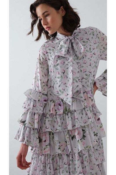 miha Hicran Önal Patterned Layered Dress Lilac